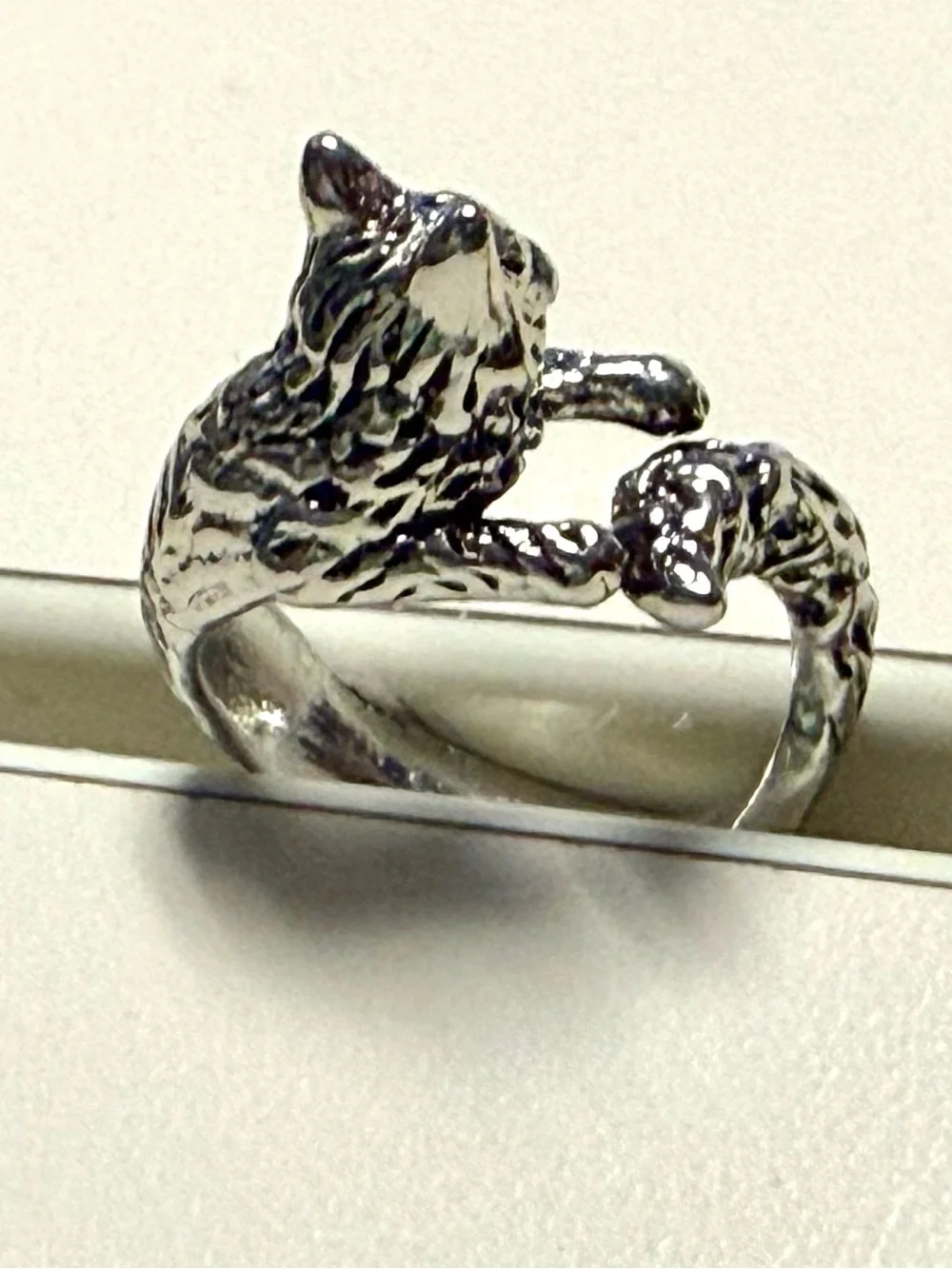 Silver Cat Wrap Ring - Cute Cat Jewelry for Cat Lovers